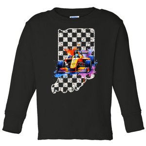 Indianapolis Indiana State 500 Race Car Formula Racing Car Toddler Long Sleeve Shirt