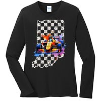 Indianapolis Indiana State 500 Race Car Formula Racing Car Ladies Long Sleeve Shirt