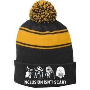 Inclusion IsnT Scary Slp Halloween Sped Teacher Inclusion Stripe Pom Pom Beanie