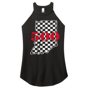 Indianapolis Indiana State 500 Race Car Distressed flag Women's Perfect Tri Rocker Tank