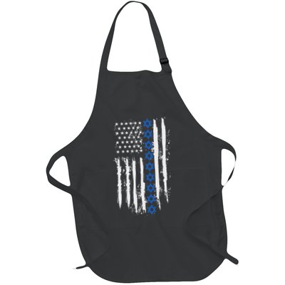 Israel Independence Star Of David Us American Flag Patriotic Full-Length Apron With Pockets
