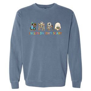 Inclusion IsnT Scary Slp Halloween Sped Teacher Garment-Dyed Sweatshirt