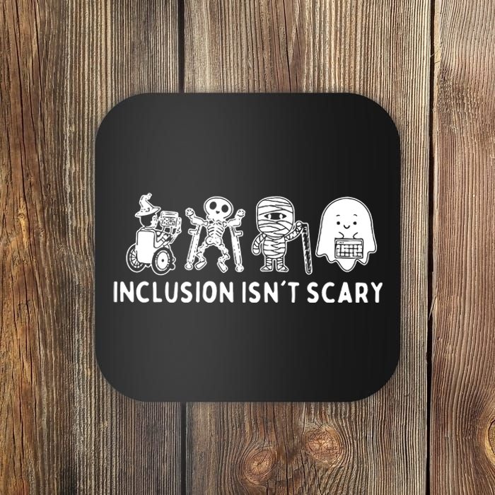 Inclusion Isnt Scary Teacher Skeleton Ghost Cute Halloween Coaster