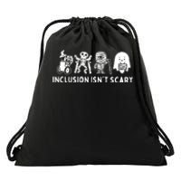 Inclusion Isnt Scary Teacher Skeleton Ghost Cute Halloween Drawstring Bag