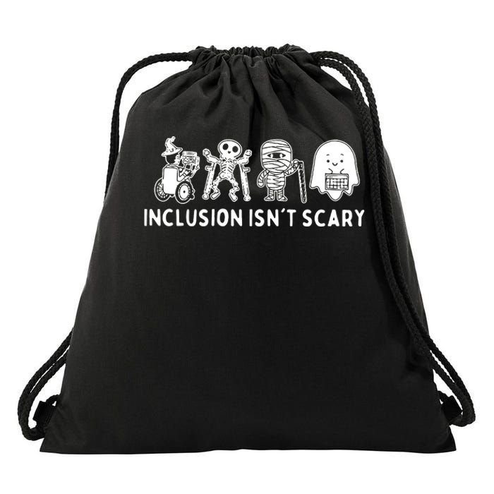 Inclusion Isnt Scary Teacher Skeleton Ghost Cute Halloween Drawstring Bag