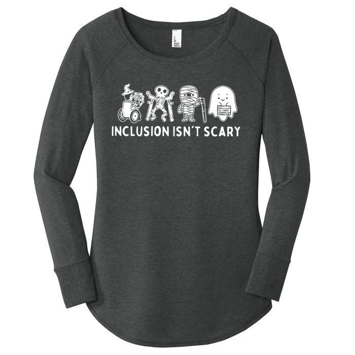 Inclusion Isnt Scary Teacher Skeleton Ghost Cute Halloween Women's Perfect Tri Tunic Long Sleeve Shirt