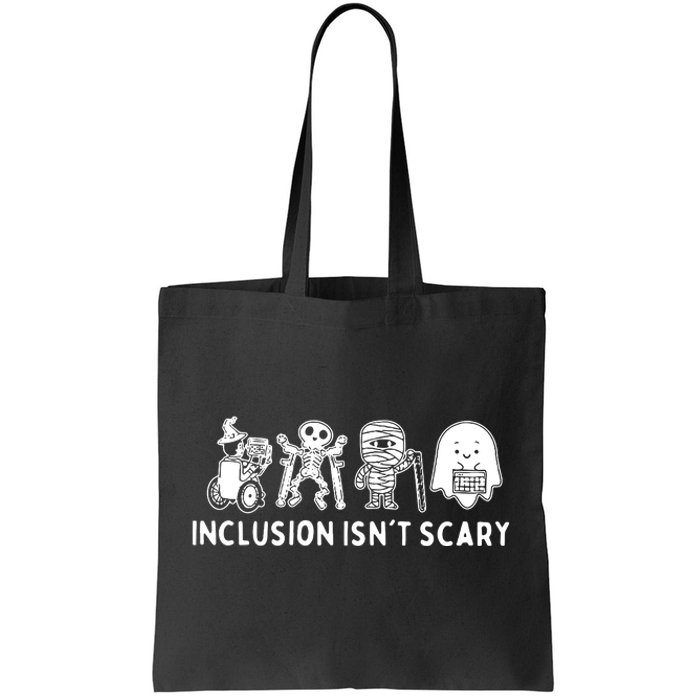 Inclusion Isnt Scary Teacher Skeleton Ghost Cute Halloween Tote Bag