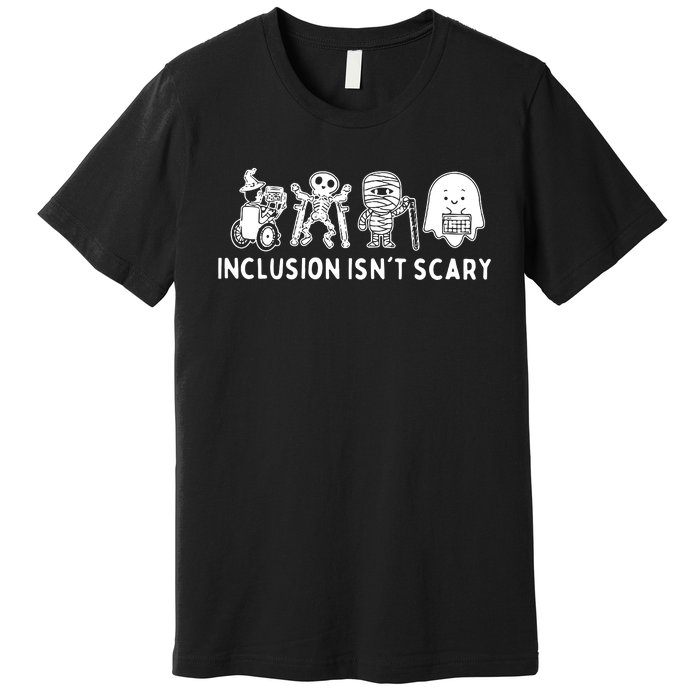 Inclusion Isnt Scary Teacher Skeleton Ghost Cute Halloween Premium T-Shirt