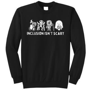 Inclusion Isnt Scary Teacher Skeleton Ghost Cute Halloween Tall Sweatshirt