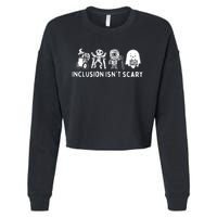 Inclusion Isnt Scary Teacher Skeleton Ghost Cute Halloween Cropped Pullover Crew