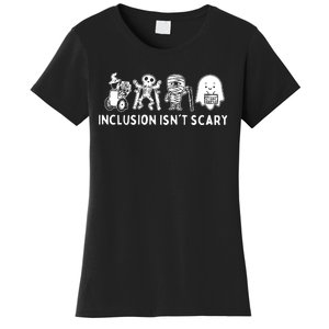 Inclusion Isnt Scary Teacher Skeleton Ghost Cute Halloween Women's T-Shirt