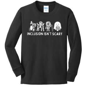 Inclusion Isnt Scary Teacher Skeleton Ghost Cute Halloween Kids Long Sleeve Shirt