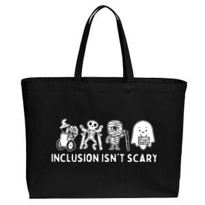 Inclusion Isnt Scary Teacher Skeleton Ghost Cute Halloween Cotton Canvas Jumbo Tote