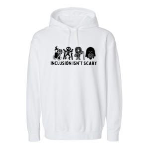 Inclusion Isnt Scary Teacher Skeleton Ghost Cute Halloween Garment-Dyed Fleece Hoodie