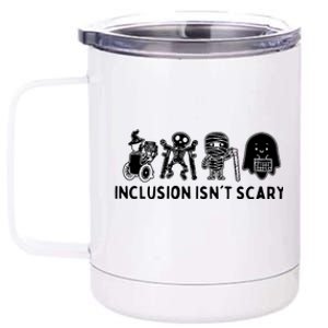 Inclusion Isnt Scary Teacher Skeleton Ghost Cute Halloween 12 oz Stainless Steel Tumbler Cup