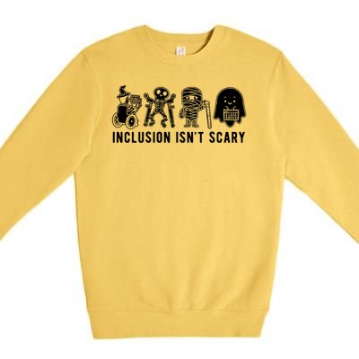 Inclusion Isnt Scary Teacher Skeleton Ghost Cute Halloween Premium Crewneck Sweatshirt