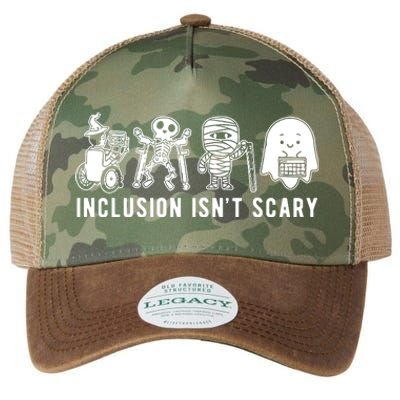 Inclusion Isnt Scary Teacher Skeleton Ghost Cute Halloween Legacy Tie Dye Trucker Hat