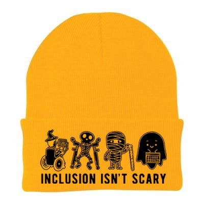 Inclusion Isnt Scary Teacher Skeleton Ghost Cute Halloween Knit Cap Winter Beanie