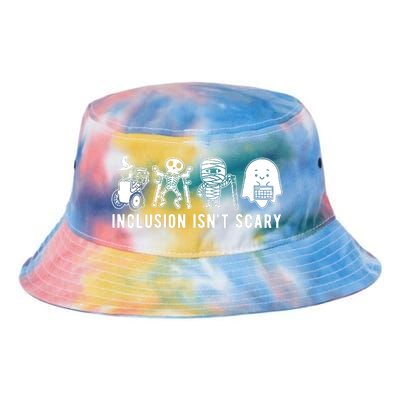 Inclusion Isnt Scary Teacher Skeleton Ghost Cute Halloween Tie Dye Newport Bucket Hat