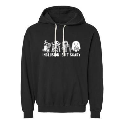 Inclusion Isnt Scary Teacher Skeleton Ghost Cute Halloween Garment-Dyed Fleece Hoodie