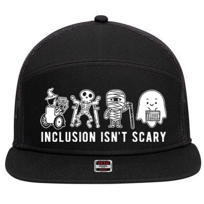 Inclusion Isnt Scary Teacher Skeleton Ghost Cute Halloween 7 Panel Mesh Trucker Snapback Hat