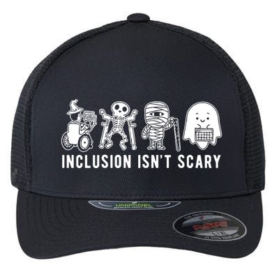 Inclusion Isnt Scary Teacher Skeleton Ghost Cute Halloween Flexfit Unipanel Trucker Cap