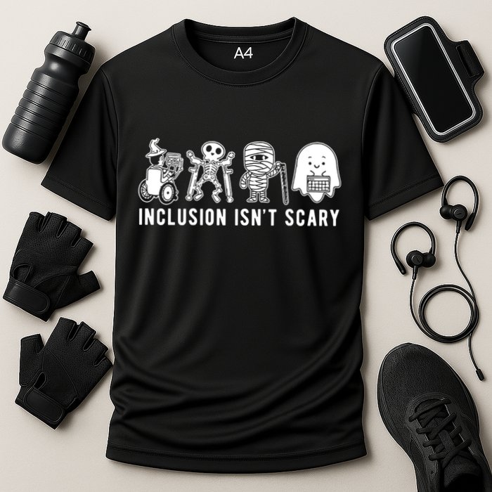 Inclusion Isnt Scary Teacher Skeleton Ghost Cute Halloween Cooling Performance Crew T-Shirt