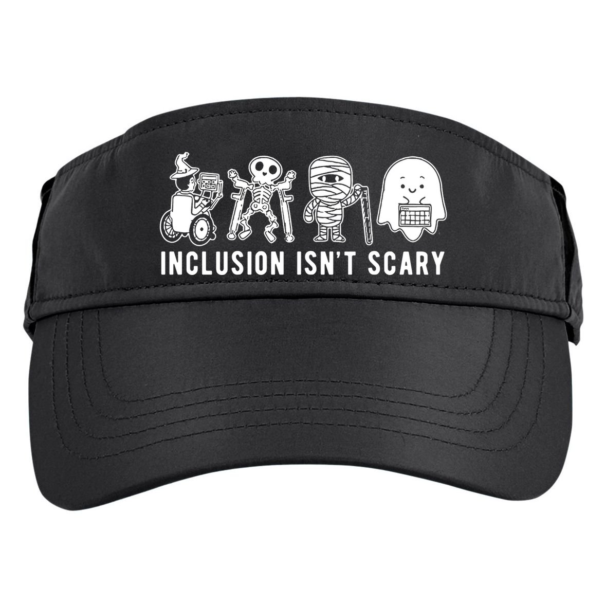 Inclusion Isnt Scary Teacher Skeleton Ghost Cute Halloween Adult Drive Performance Visor