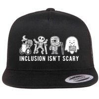 Inclusion Isnt Scary Teacher Skeleton Ghost Cute Halloween Flat Bill Trucker Hat