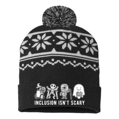 Inclusion Isnt Scary Teacher Skeleton Ghost Cute Halloween USA-Made Snowflake Beanie