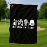 Inclusion Isnt Scary Teacher Skeleton Ghost Cute Halloween Golf Towel