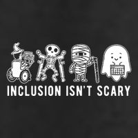 Inclusion Isnt Scary Teacher Skeleton Ghost Cute Halloween Golf Towel