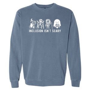 Inclusion Isnt Scary Teacher Skeleton Ghost Cute Halloween Garment-Dyed Sweatshirt