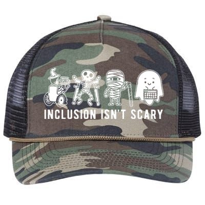 Inclusion Isnt Scary Teacher Skeleton Ghost Cute Halloween Retro Rope Trucker Hat Cap