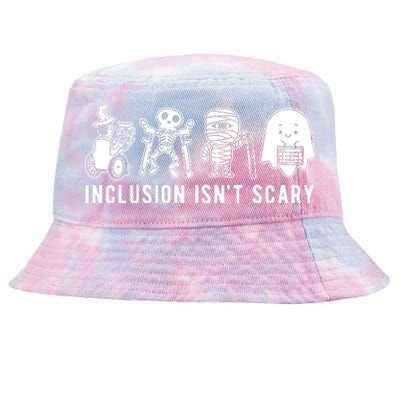 Inclusion Isnt Scary Teacher Skeleton Ghost Cute Halloween Tie-Dyed Bucket Hat