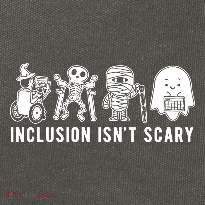 Inclusion Isnt Scary Teacher Skeleton Ghost Cute Halloween Cotton Canvas Backpack