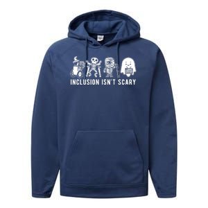 Inclusion Isnt Scary Teacher Skeleton Ghost Cute Halloween Performance Fleece Hoodie