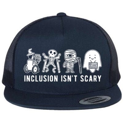 Inclusion Isnt Scary Teacher Skeleton Ghost Cute Halloween Flat Bill Trucker Hat