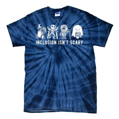 Inclusion Isnt Scary Teacher Skeleton Ghost Cute Halloween Tie-Dye T-Shirt