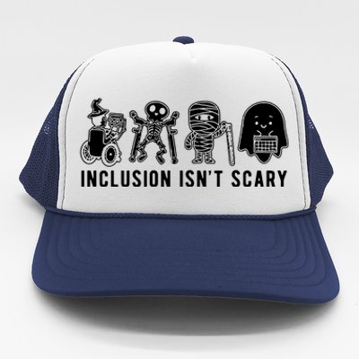 Inclusion Isnt Scary Teacher Skeleton Ghost Cute Halloween Trucker Hat