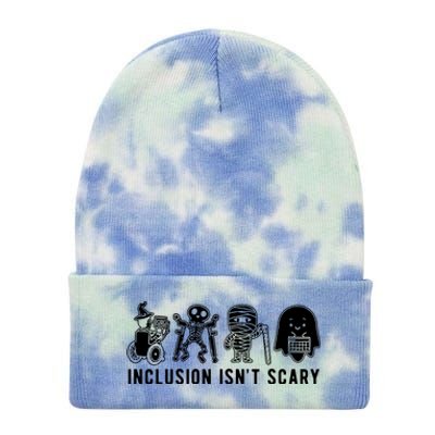 Inclusion Isnt Scary Teacher Skeleton Ghost Cute Halloween Tie Dye 12in Knit Beanie