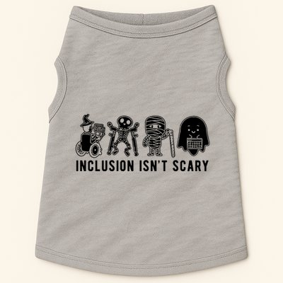 Inclusion Isnt Scary Teacher Skeleton Ghost Cute Halloween Doggie Tank