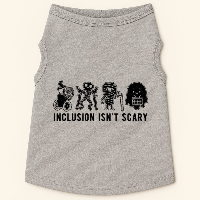 Inclusion Isnt Scary Teacher Skeleton Ghost Cute Halloween Doggie Tank