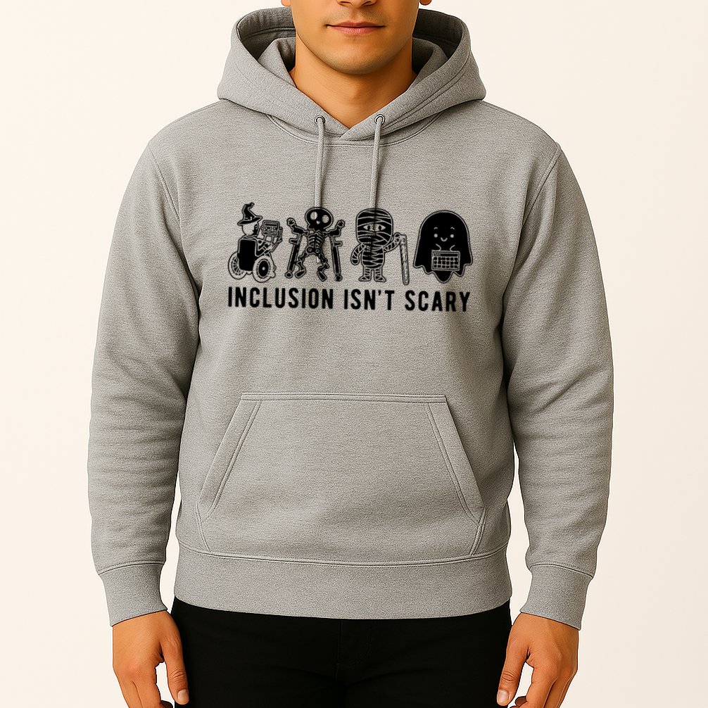 Inclusion Isnt Scary Teacher Skeleton Ghost Cute Halloween Hoodie