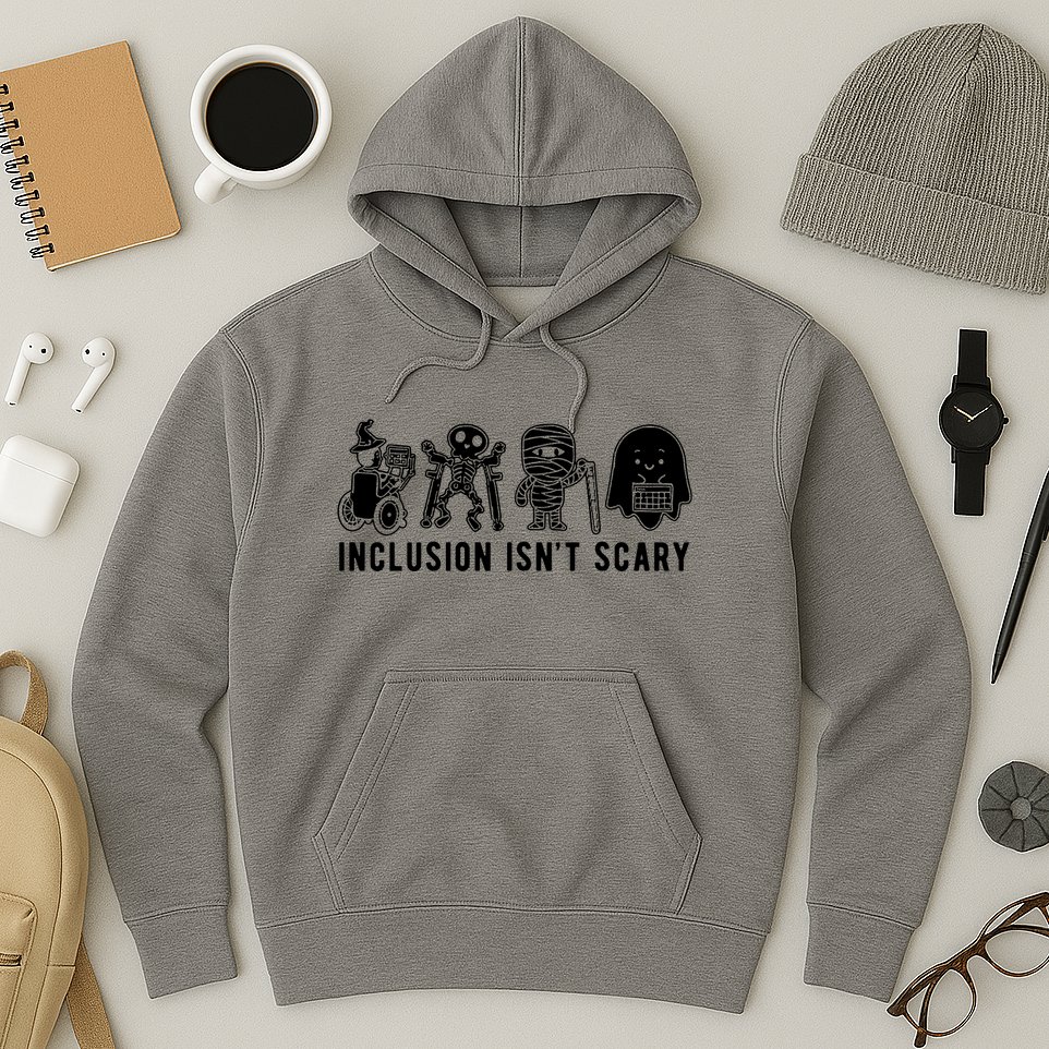 Inclusion Isnt Scary Teacher Skeleton Ghost Cute Halloween Hoodie
