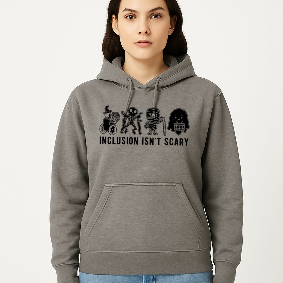 Inclusion Isnt Scary Teacher Skeleton Ghost Cute Halloween Hoodie