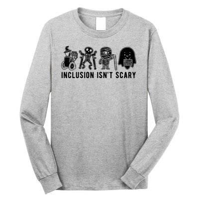 Inclusion Isnt Scary Teacher Skeleton Ghost Cute Halloween Long Sleeve Shirt