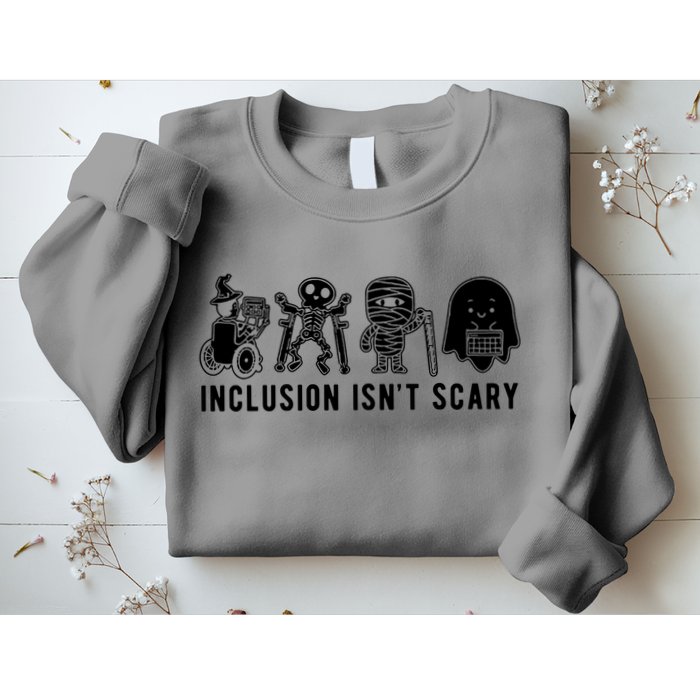 Inclusion Isnt Scary Teacher Skeleton Ghost Cute Halloween Sweatshirt