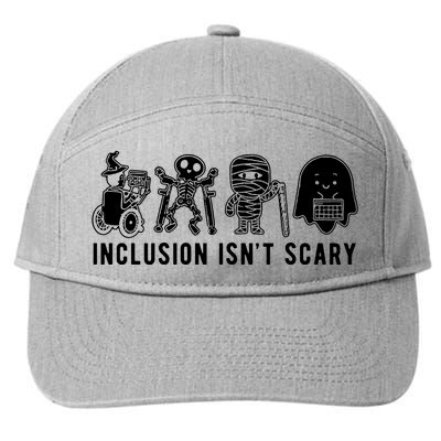 Inclusion Isnt Scary Teacher Skeleton Ghost Cute Halloween 7-Panel Snapback Hat