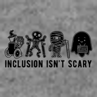 Inclusion Isnt Scary Teacher Skeleton Ghost Cute Halloween Polo